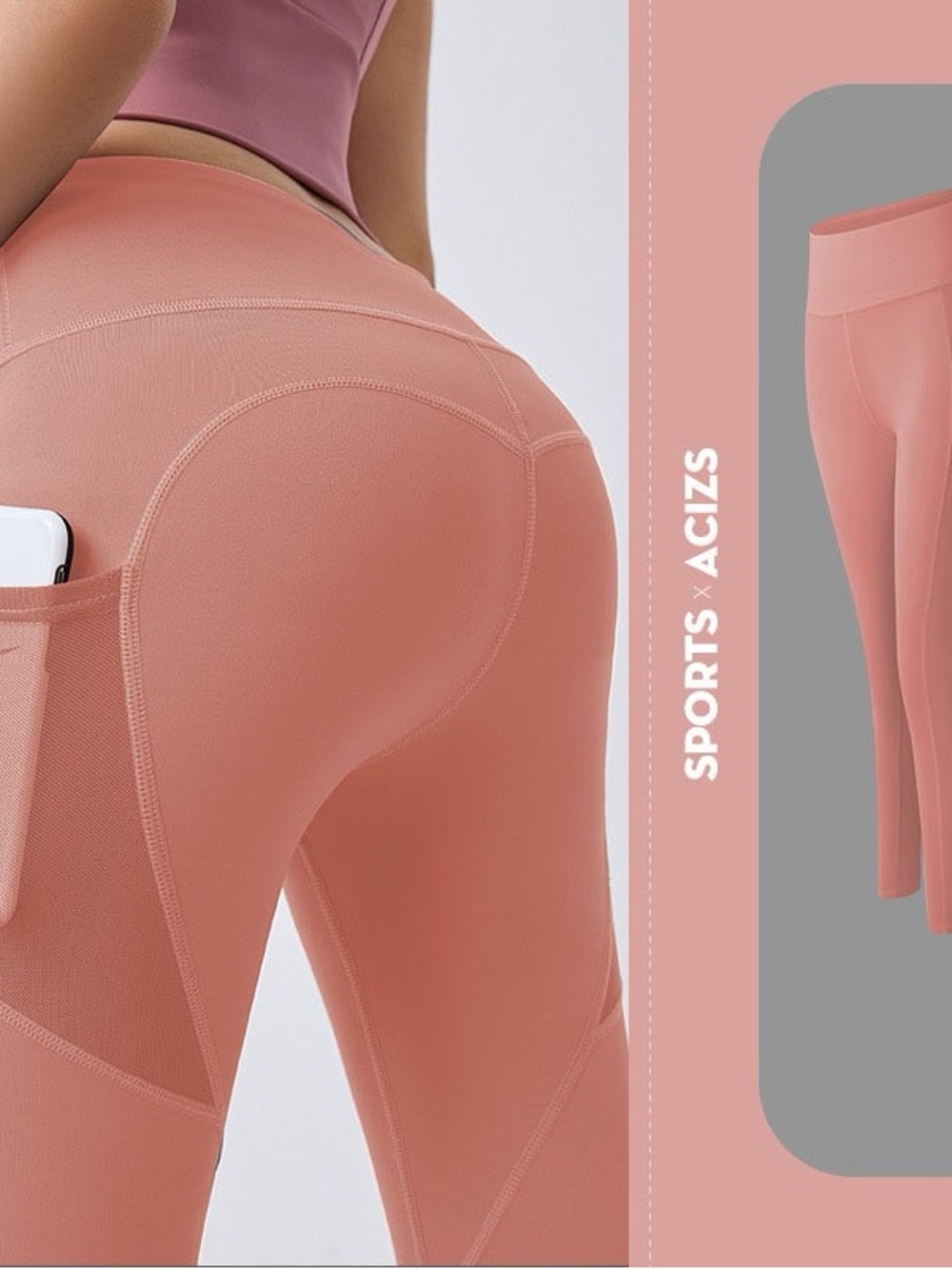 YNS Generic Peach High-Rise Pocket Leggings